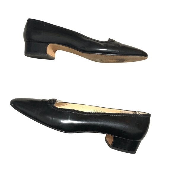 Silvia Fiorentina Vintage Pumps Leather Slip On Almond Toe Black 8N Narrow - Picture 7 of 11